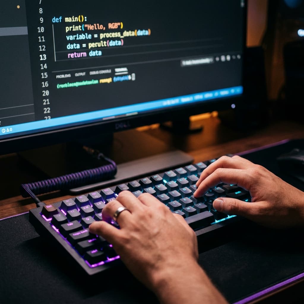 Typing on a mechanical keyboard